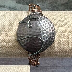 Mixed Metal Hammered Disc Cuff Bracelet